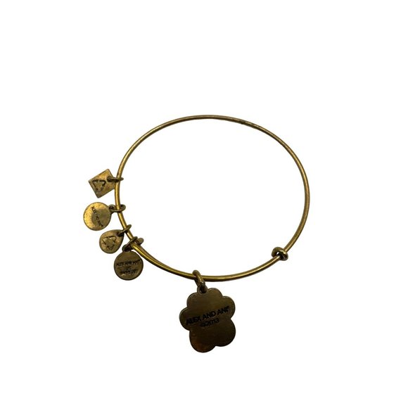 Alex & Ani Crystal Heart Paw Prints Of Love Gold tone Charm Bangle Bracelet - Picture 3 of 3